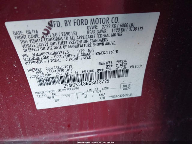 Ford FLEX SEL 2016 2FMGK5C86GBA18725 Image 9