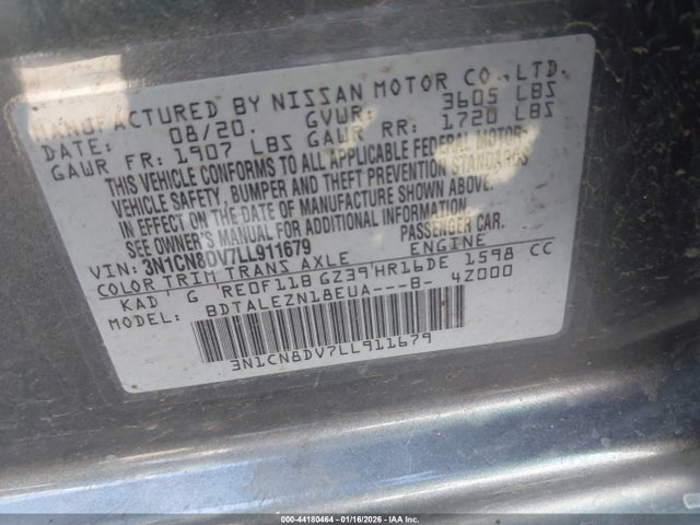 Nissan Versa S Xtronic Cvt 2020 3N1CN8DV7LL911679 Image 9