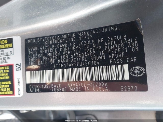 4T1G11AK5PU756164 Toyota CAMRY SE