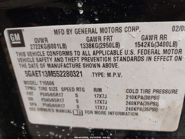 2005 BUICK RAINIER 5GAET13M552280321 Photo 8