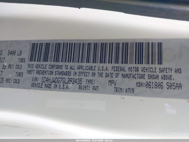 1C4HJWDG7GL283435 Jeep Wrangler Unlimited Sport