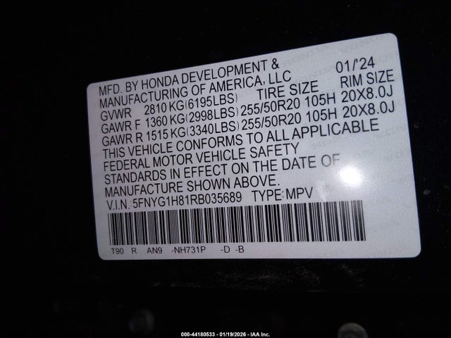 5FNYG1H81RB035689 Honda Pilot Elite