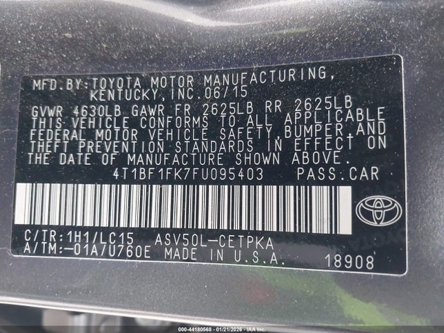 Toyota CAMRY XSE 2015 4T1BF1FK7FU095403 Image 9