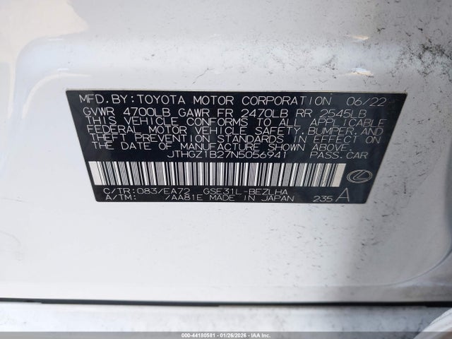 JTHGZ1B27N5056941 Lexus Is 350 F Sport