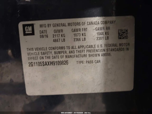 2G1105SAXH9109826 Chevrolet IMPALA 1LT