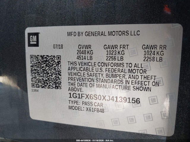 1G1FX6S0XJ4139156 Chevrolet Bolt Ev Premier