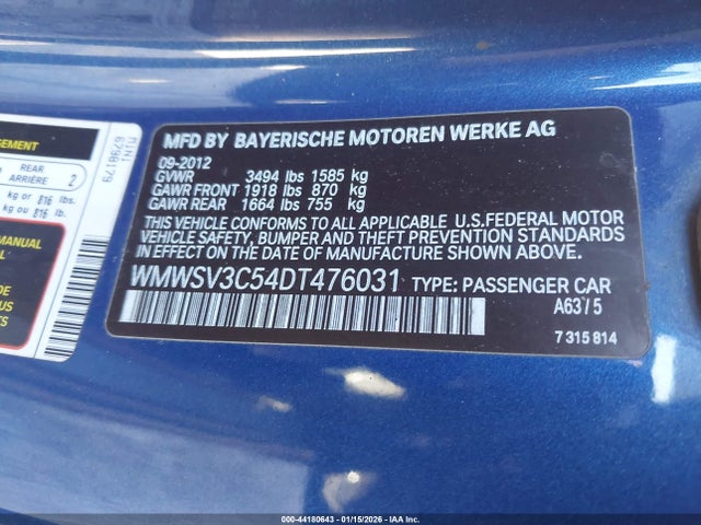 2013 MINI HARDTOP WMWSV3C54DT476031 Photo 8