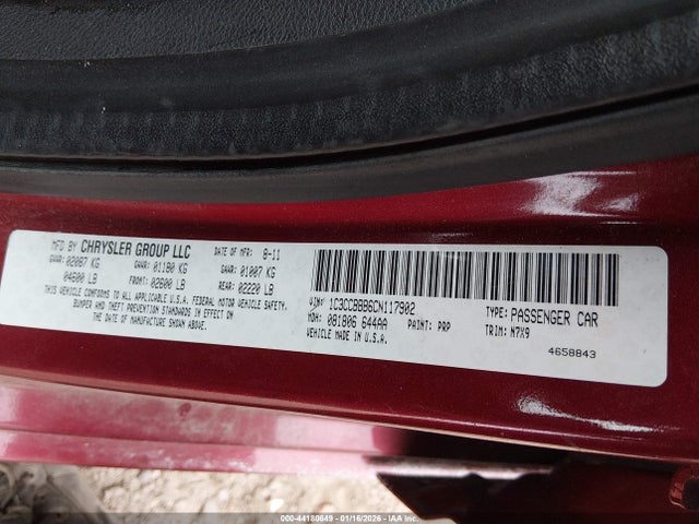 Продажа на аукционе авто 2012 Chrysler 200 Touring, vin: 1C3CCBBB6CN117902, номер лота: 44180649