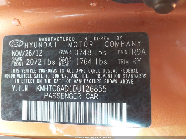 2013 HYUNDAI VELOSTER KMHTC6AD1DU126855 Photo 8