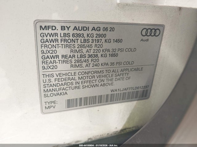 2020 AUDI Q7 WA1LJAF77LD012237 Photo 8