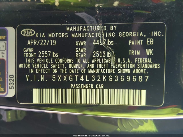 2019 KIA OPTIMA 5XXGT4L32KG369687 Photo 8