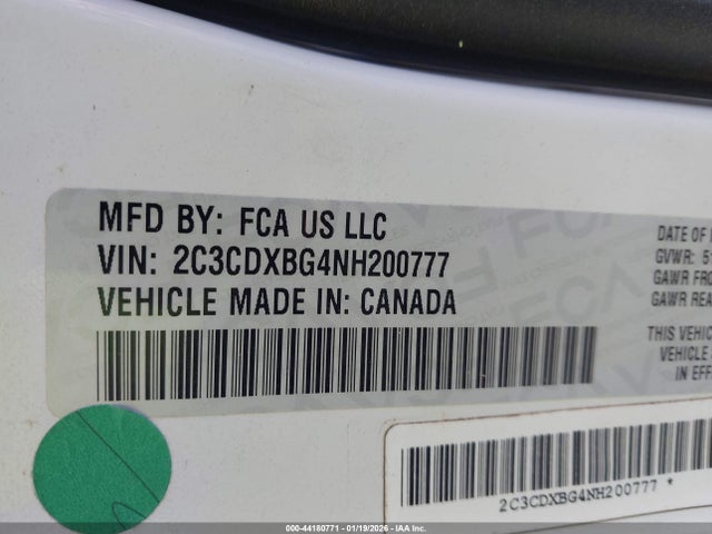 2C3CDXBG4NH200777 Dodge Charger Sxt Rwd
