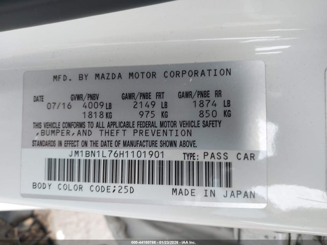 JM1BN1L76H1101901 Mazda Mazda3 Touring
