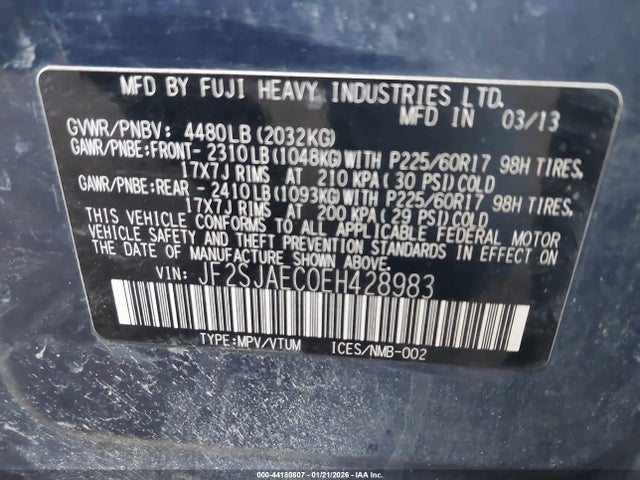Subaru Forester 2.5i Premium 2014 JF2SJAEC0EH428983 Image 9