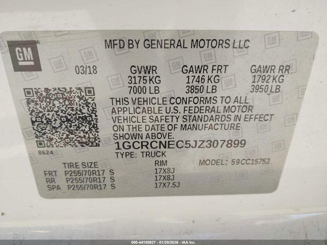 2018 CHEVROLET SILVERADO 1500 1GCRCNEC5JZ307899 Photo 8