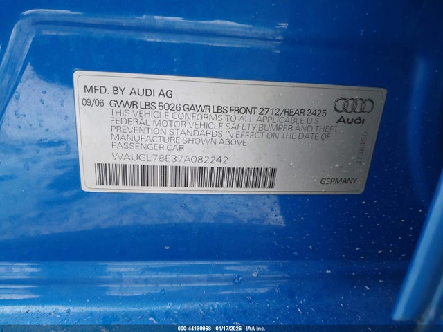2007 AUDI S4 WAUGL78E37A082242 Photo 8