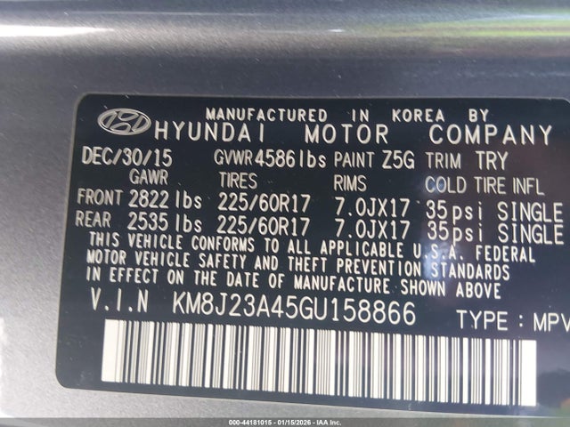 KM8J23A45GU158866 Hyundai TUCSON SE