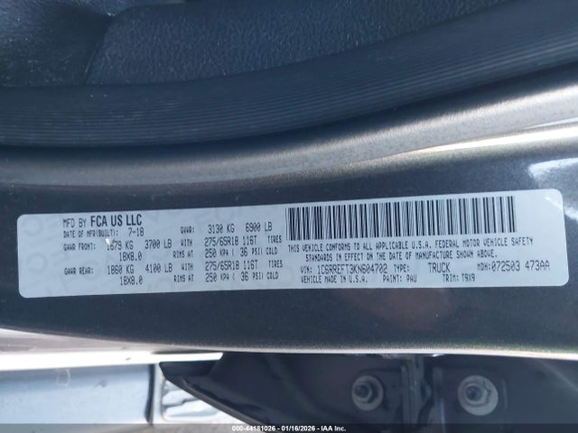 2019 Ram 1500 Big Horn/lone Star  4x2 5'7 Box მანქანა იყიდება აუქციონზე, vin: 1C6RREFT3KN604702, აუქციონის ნომერი: 44181026