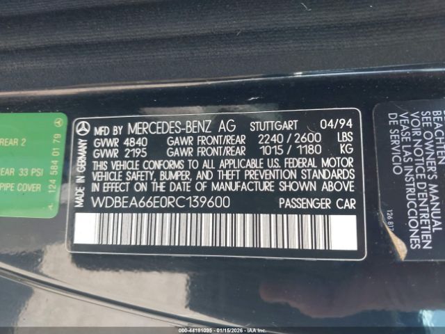 1994 MERCEDES-BENZ E WDBEA66E0RC139600 Photo 8