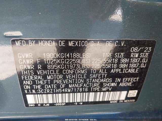 3CZRZ1H54RM717816 Honda HR-V