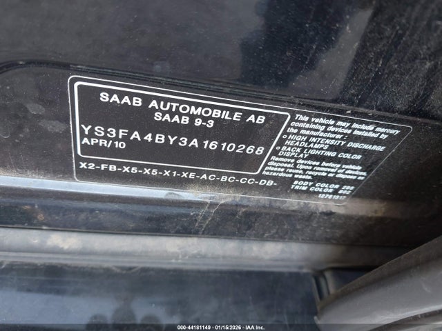 2010 SAAB 9-3 YS3FA4BY3A1610268 Photo 8