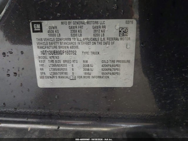 Продаж на аукціоні авто 2016 Gmc Sierra 2500hd Denali, vin: 1GT12UE89GF160762, номер лоту: 44181167