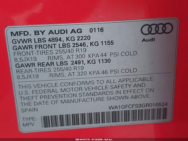 2016 AUDI Q3 WA1GFCFS3GR016524 Photo 8