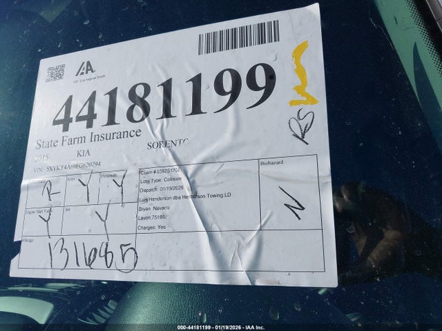 5XYKT4A69FG620794 KIA SORENTO LX