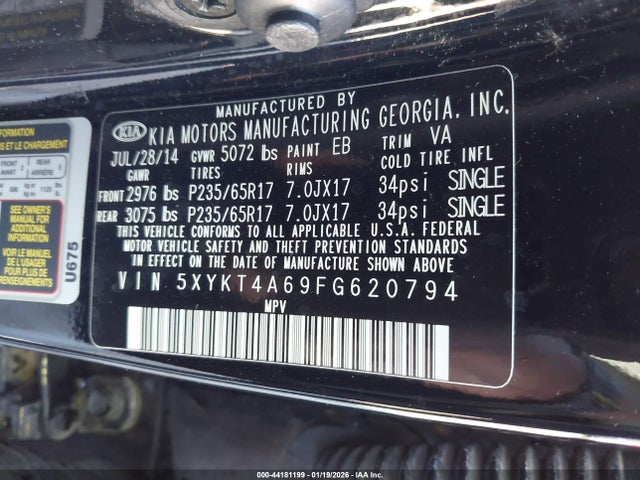5XYKT4A69FG620794 KIA SORENTO LX
