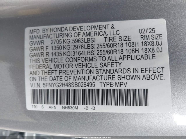 5FNYG2H48SB026495 Honda Pilot Ex-l