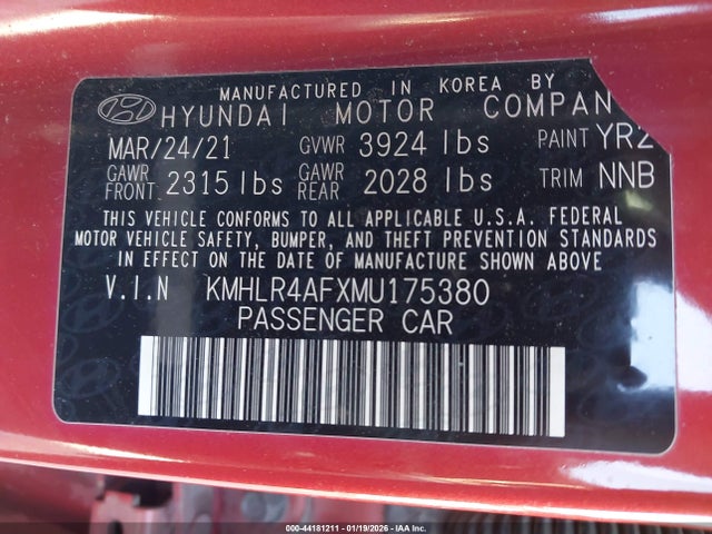 2021 HYUNDAI ELANTRA KMHLR4AFXMU175380 Photo 8