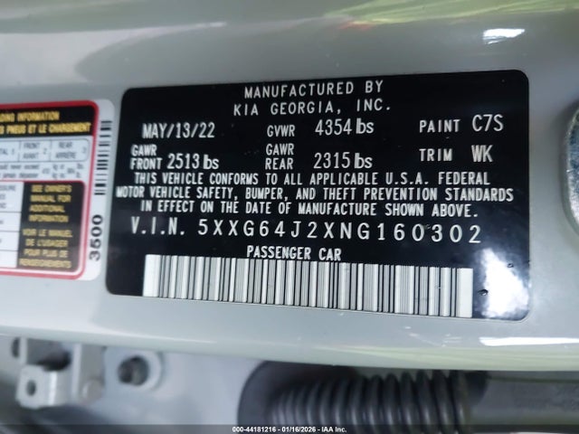 5XXG64J2XNG160302 KIA K5 Gt-line