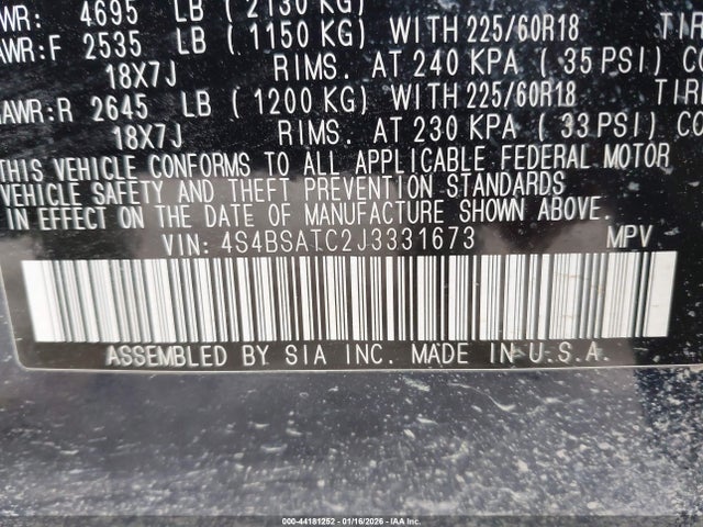 4S4BSATC2J3331673 Subaru Outback 2.5i Touring