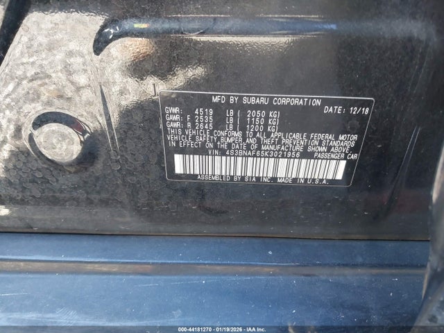 Subaru Legacy 2.5i Premium 2019 4S3BNAF65K3021956 Image 9
