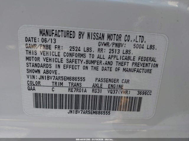 44181280 :رقم المزاد ، JN1BV7AR5EM686555 vin ، 2014 Infiniti Q50 Premium مزاد بيع