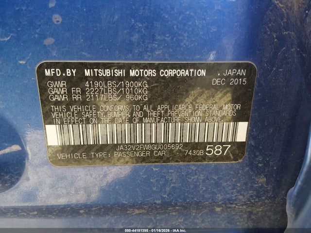 Mitsubishi Lancer Se 2016 JA32V2FW8GU005692 Image 9