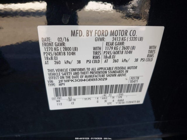 Ford EDGE SE 2016 2FMPK3G94GBB53029 Image 9
