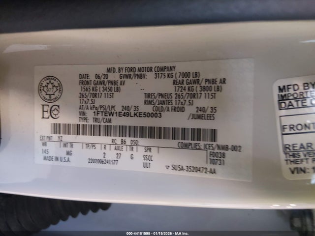 Ford F-150 Xlt 2020 1FTEW1E49LKE50003 Image 9