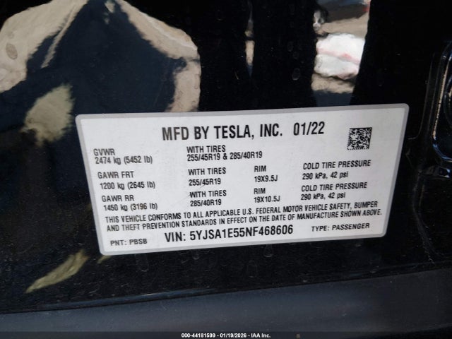 2022 TESLA MODEL S 5YJSA1E55NF468606 Photo 8