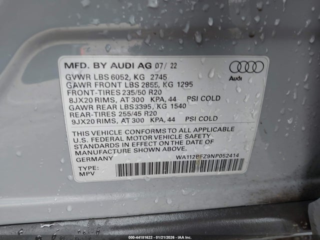 2022 AUDI Q4 SPORTBACK E-TRON WA112BFZ9NP052414 Photo 8