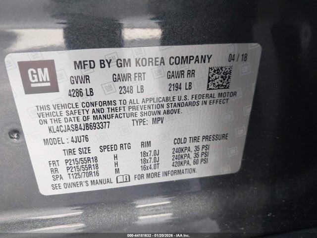 Aukcja sprzedaży 2018 Buick Encore Preferred, vin: KL4CJASB4JB693377, numer aukcji: 44181632