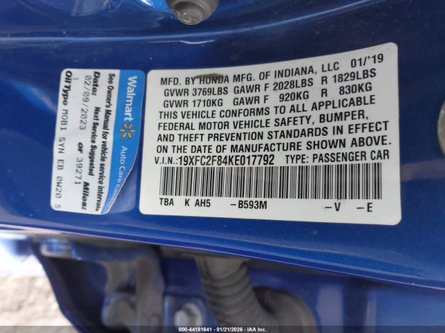Honda Civic Sport 2019 19XFC2F84KE017792 Image 9