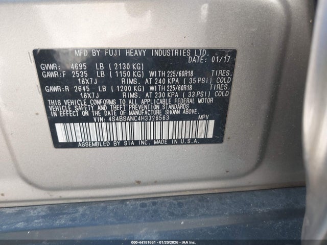 4S4BSANC4H3326563 Subaru Outback 2.5i Limited