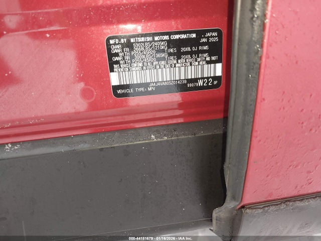 44181679 :رقم المزاد ، JA4J4VA80SZ014239 vin ، 2025 Mitsubishi Outlander Se 2.5 S-awc/trail Edition S-awc مزاد بيع