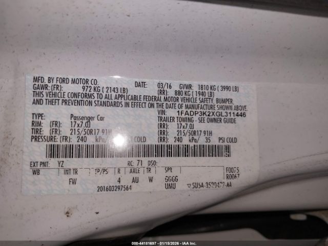 2016 FORD FOCUS 1FADP3K2XGL311446 Photo 8