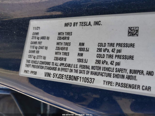 2022 TESLA MODEL 3 5YJ3E1EB0NF110537 Photo 8
