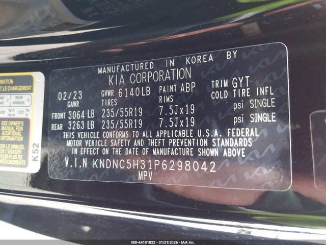 KNDNC5H31P6298042 KIA Carnival Mpv Ex