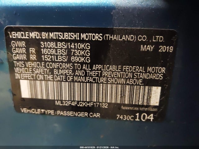 2019 MITSUBISHI MIRAGE G4 ML32F4FJ2KHF17132 Photo 8