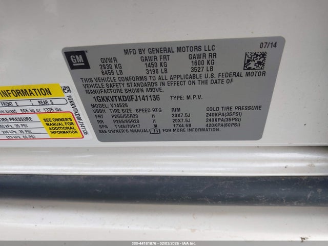 1GKKVTKD0FJ141136 GMC Acadia Denali