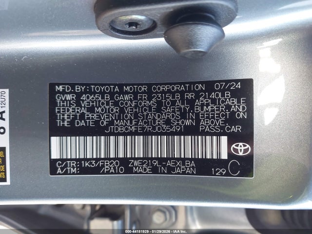 JTDBCMFE7RJ035491 Toyota Corolla Hybrid Le